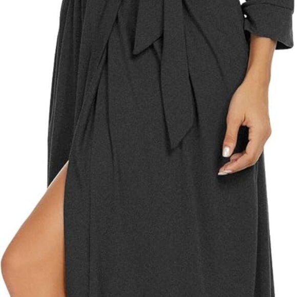 Women Kimono Robes Long Knit Bathrobe Lightweight Soft Knit Sleepwear V-neck Cas - Picture 4 of 5